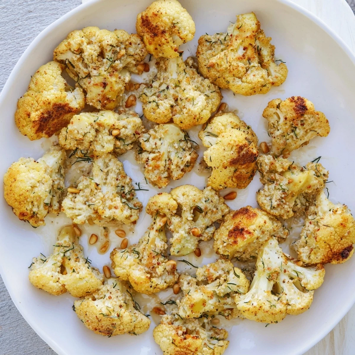 Golden roasted cauliflower steaks, drizzled with creamy tahini, a delicious vegetarian meal.