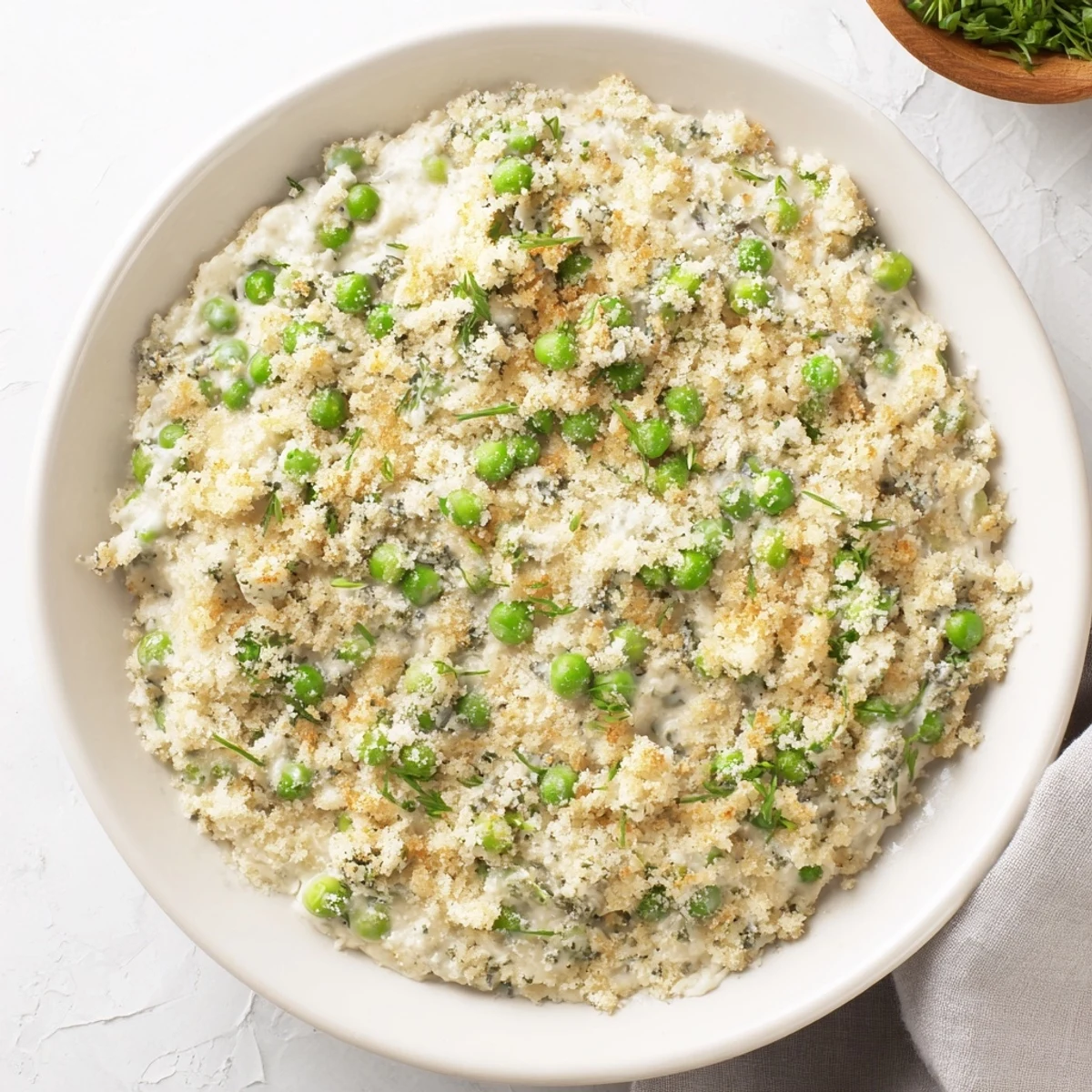 A steaming bowl of Creamy Parmesan Orzo with Green Peas, an Italian-inspired vegetarian delight.
