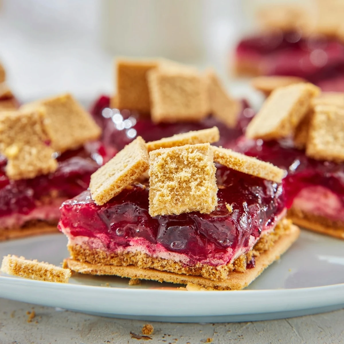 Golden, crumbly Simple Homemade Strawberry Jam Squares, ready to serve after cooling, are perfect treats.