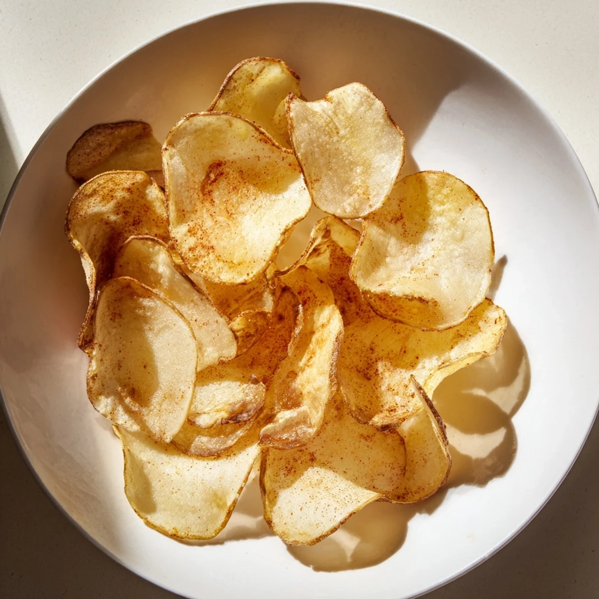 Imagine golden, air-fryer potato chips: a healthier snack with delightful crispness, perfect for dipping.