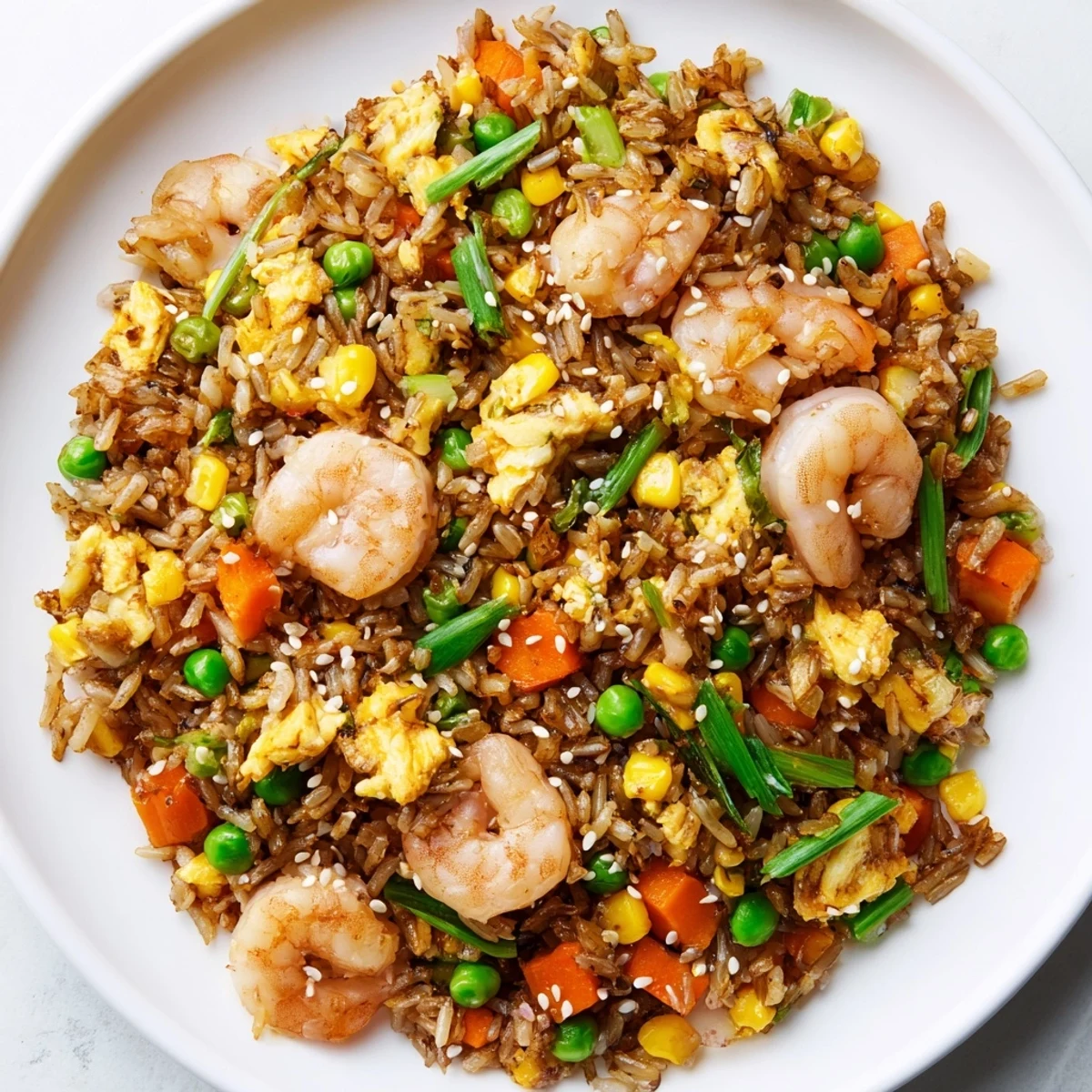 Scrumptious shrimp fried rice hack, perfectly stir-fried with tender shrimp and vibrant veggies.