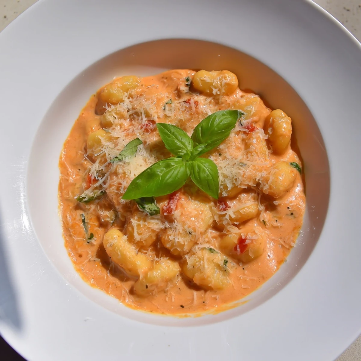Creamy Tomato Gnocchi, a one-pan wonder, simmers in a rich, vibrant tomato cream sauce.