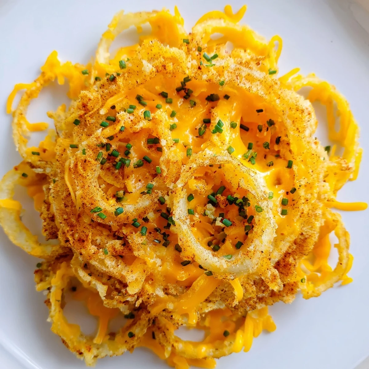 Air-fried Crispy Onion Cheese Chips, a low-carb snack, show off melting cheese with herbs.
