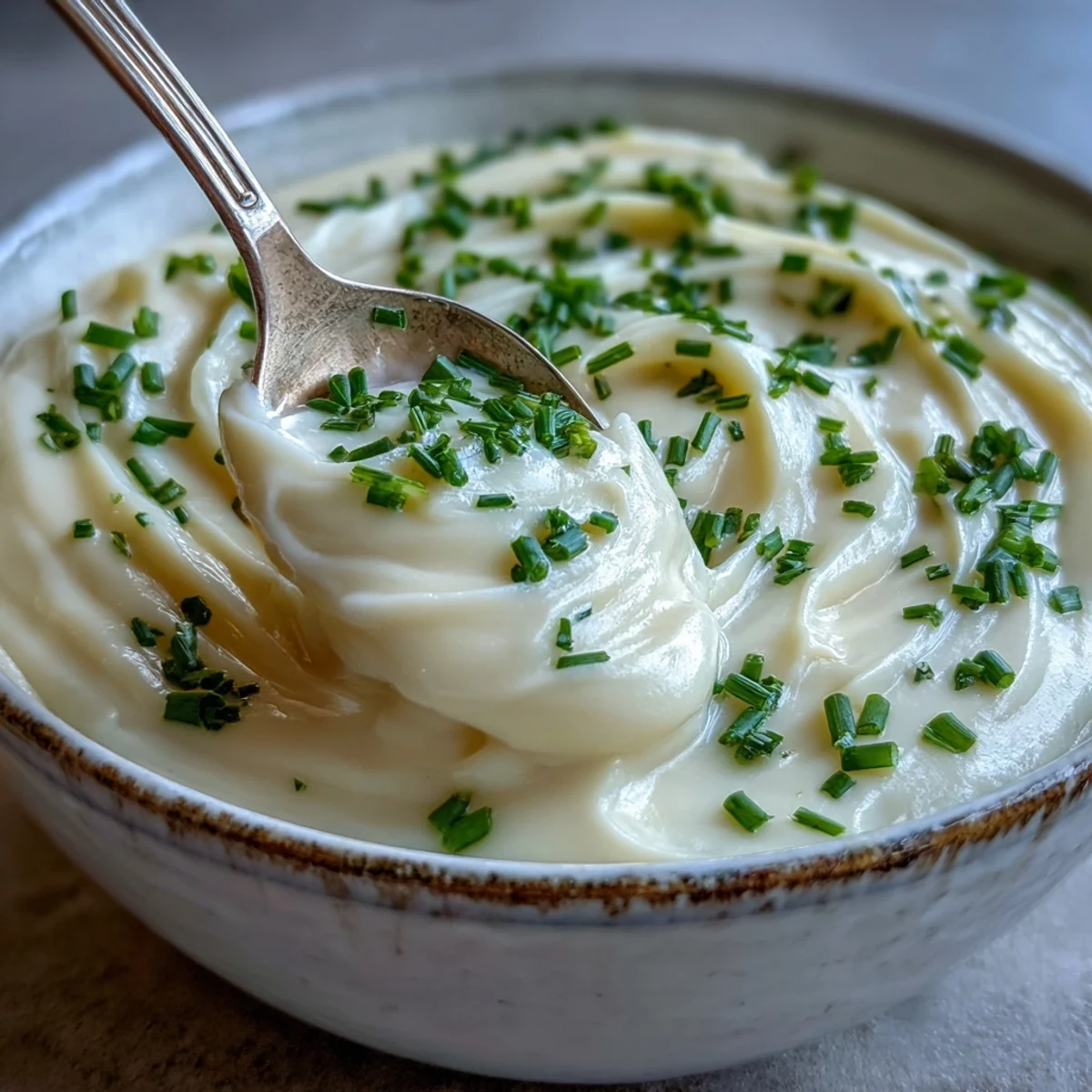 Velvety Creamy Celery Root Bisque steaming in a white bowl, garnished with fresh chives and a swirl of cream.