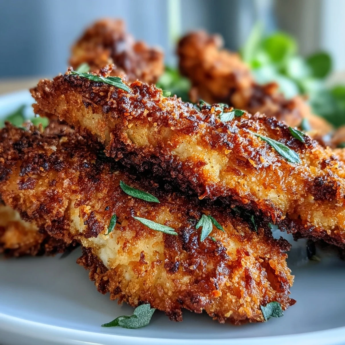 Crispy Turmeric Chicken Tenders golden and crunchy, served hot from the skillet with a creamy dipping sauce.
