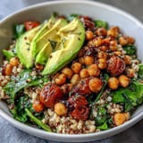 Colorful ancient grains bowl, a satisfying vegan meal perfect for lunch or dinner.