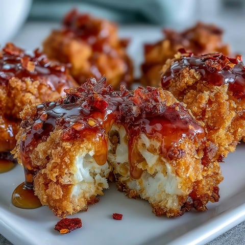 Crispy baked Crunchy Baked Hot Honey Cauliflower florets glazed and ready to serve.
