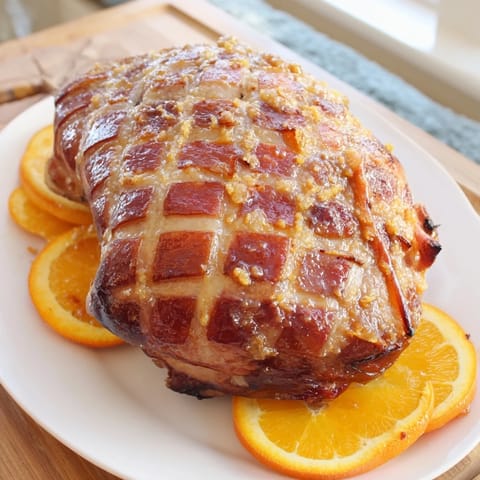 Juicy honey glazed ham, with a sweet and spicy glaze, perfect for a special holiday meal.