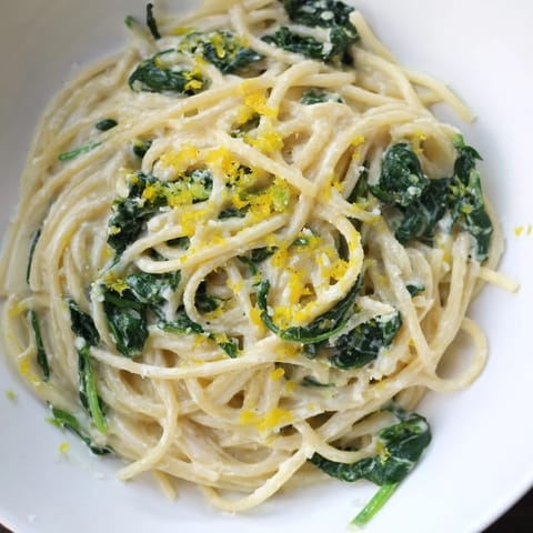 Creamy Lemon Spinach Spaghetti