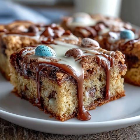 Cadbury Egg Blondies Drizzle