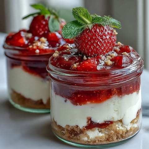 No-Bake Strawberry Cheesecake Jars
