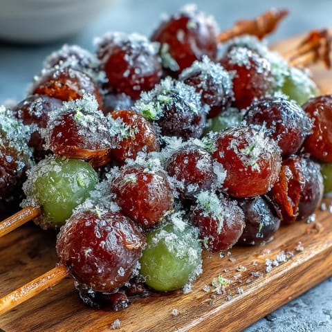 Frozen grape skewers with lime sugar make a vibrant, refreshing summer treat for kids and adults alike.