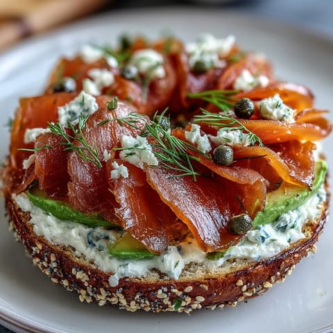 Vibrant Mother's Day Smoked Salmon Bagel Board piled high with fresh toppings.
