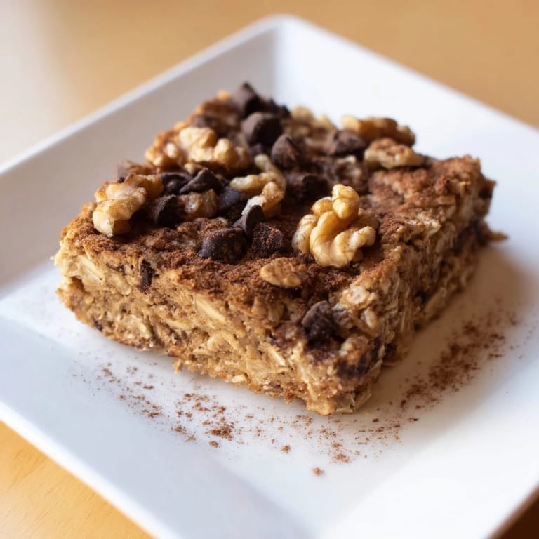 A beautifully presented square of Baked Oats That Taste Like Cake, served warm, promising delightful sweetness and satisfaction.