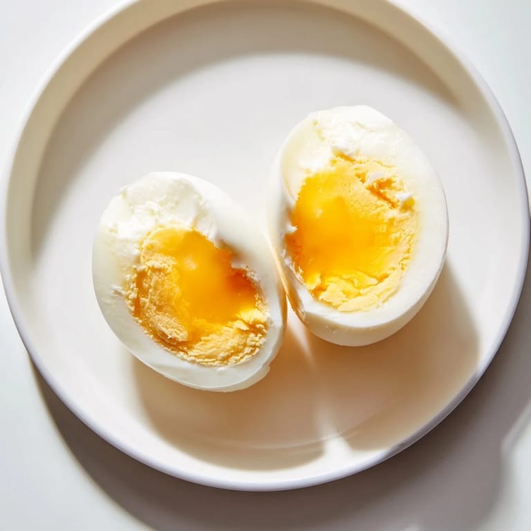 Golden Air Fryer Boiled Eggs, pictured at breakfast, a simple American recipe, easy and healthy.