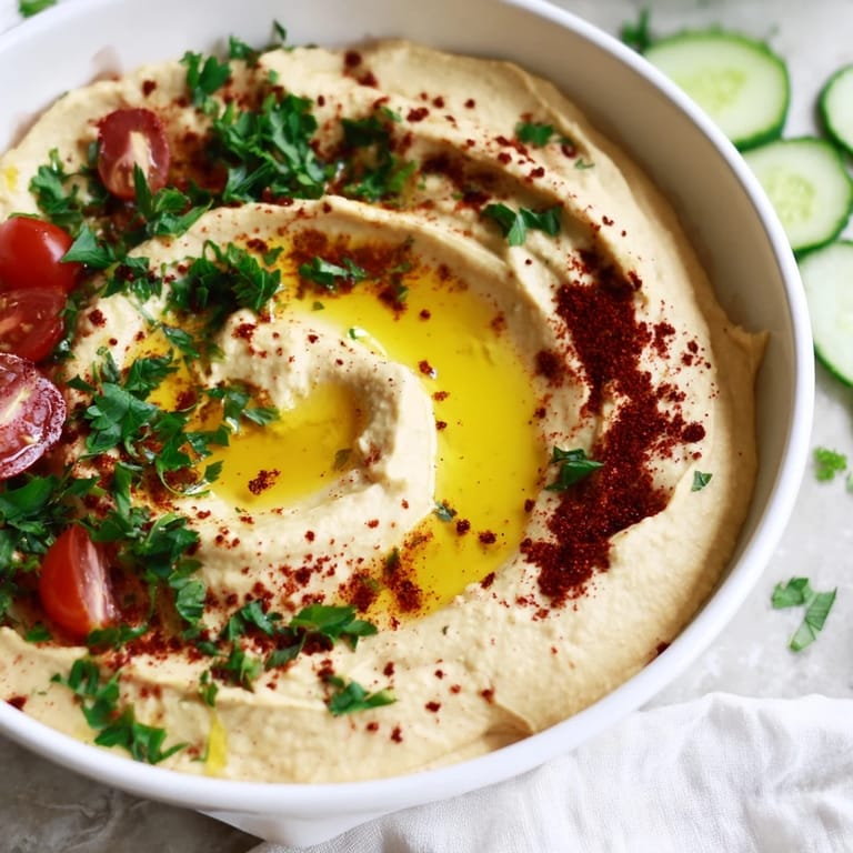 A vibrant Middle Eastern Mezze Platter featuring creamy hummus, colorful vegetables, olives, and cheese for gatherings.