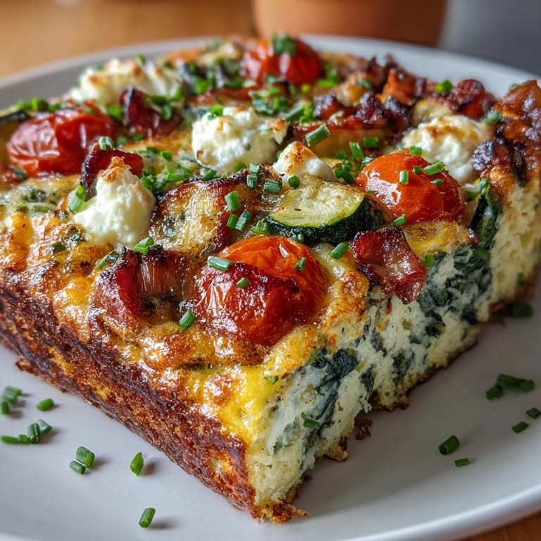 Evenly baked eggs with diced zucchini and onion, perfect for meal prep or a healthy breakfast.