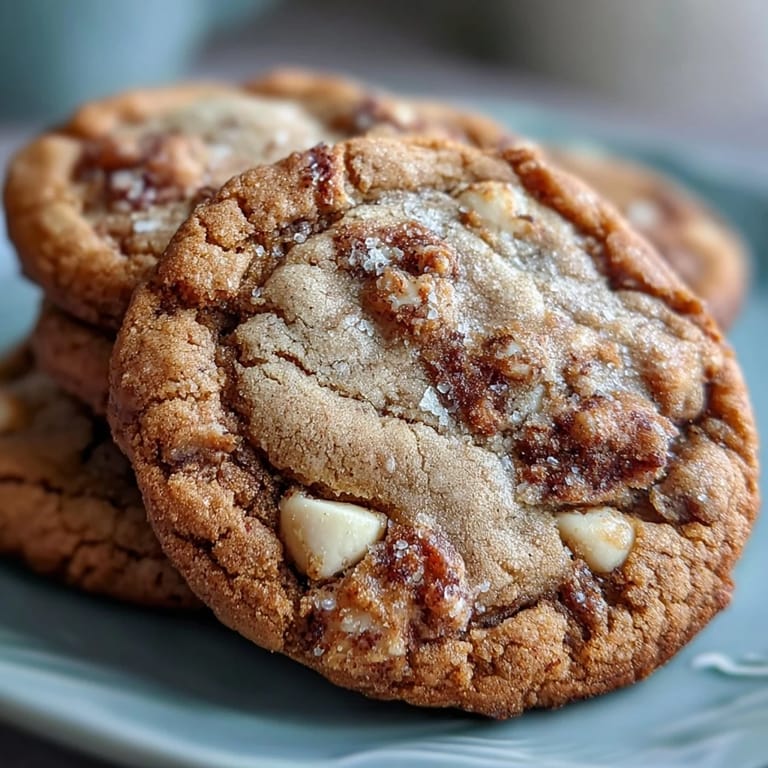 Crumbly Brown Butter Hojicha & Earl Grey Cookies show off a chewy center and speckled Earl Grey tea leaves.