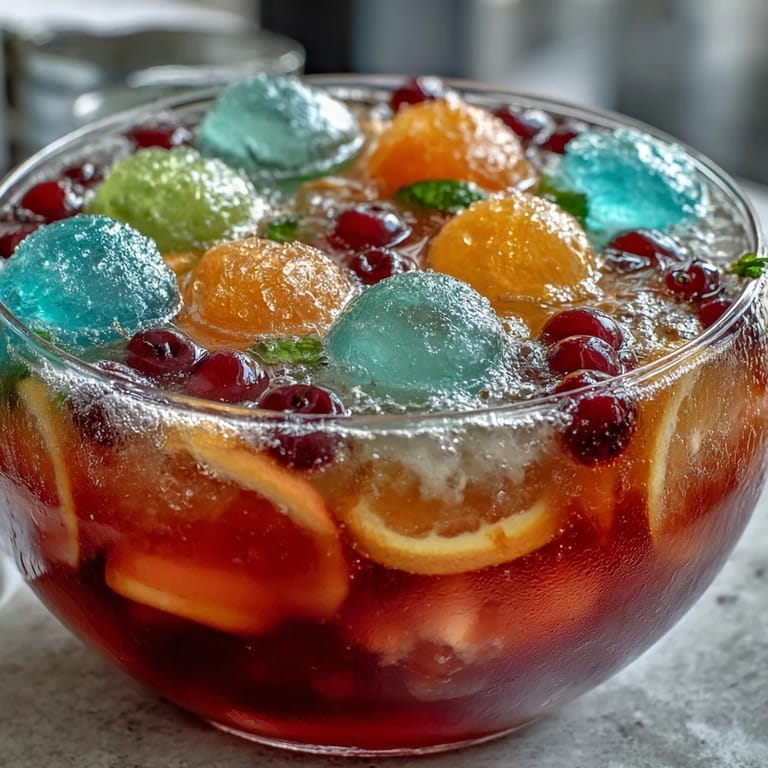 Festive graduation party punch bowl combines creamy sherbet with lemon-lime soda, creating a bubbly and colorful celebration drink.