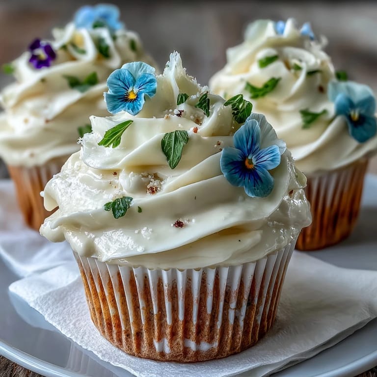 Beautifully decorated vanilla cupcakes topped with creamy buttercream and adorned with fresh edible flowers, perfect for spring celebrations or special occasions.