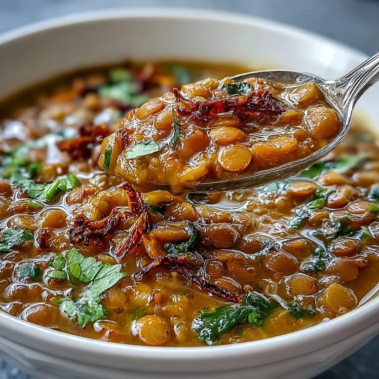 Warming Turmeric Lemon Lentil Soup, rich with bright lemon and tender red lentils.