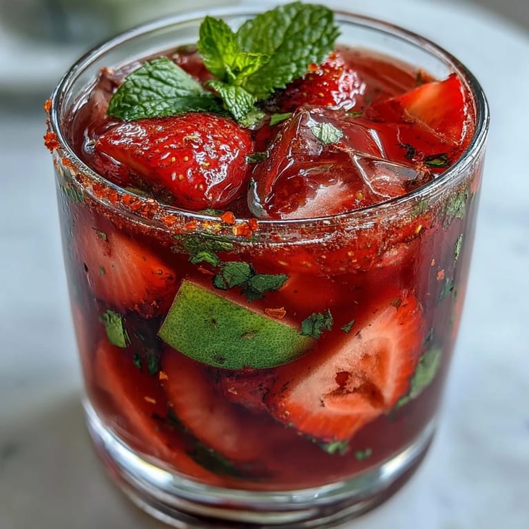 Enjoy this easy Frecy Strawberry Chili Limeade Mocktail, ideal for hot summer days, served chilled.