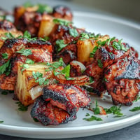 Golden Grilled Chicken Al Pastor Skewers with juicy chicken and caramelized pineapple.